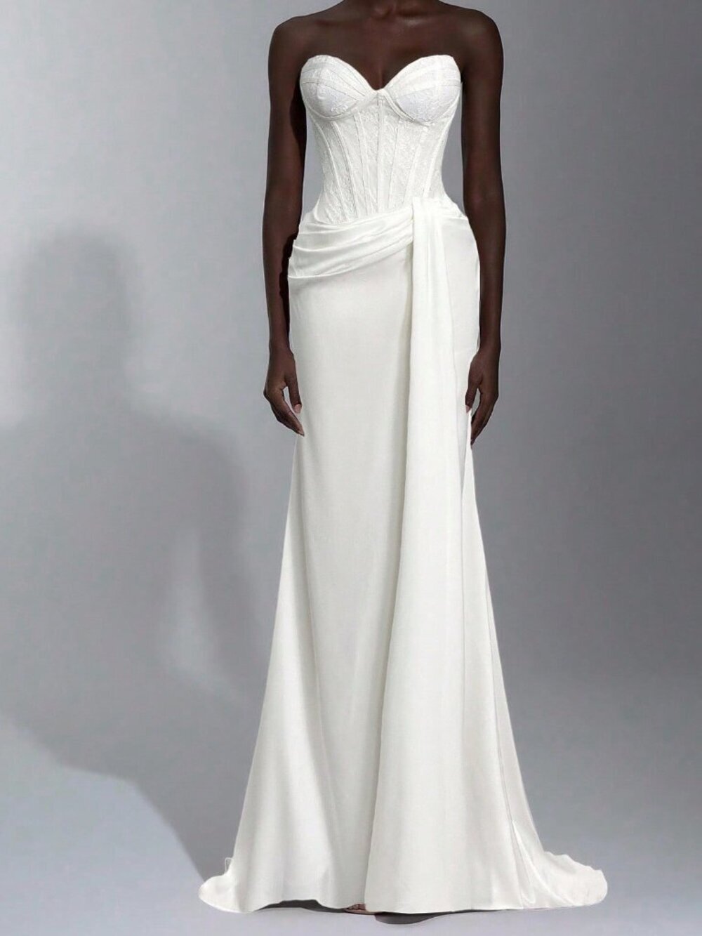 White Elegant Women's Lace Patchwork Bustier Dress